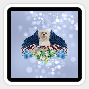 Cute dog and squirrel with wings and hat, USA Sticker